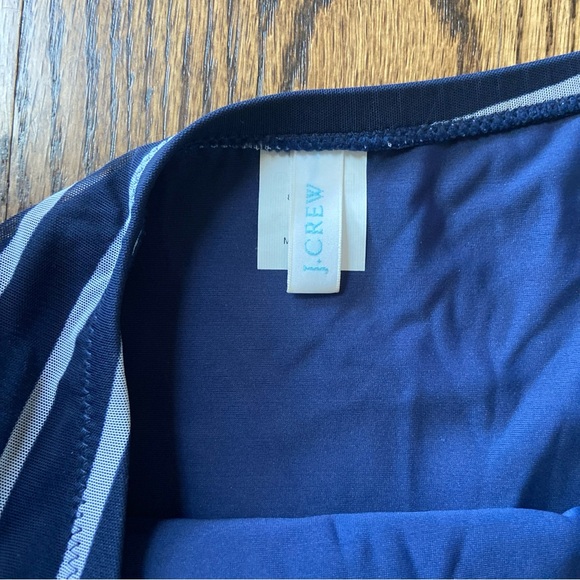 J. Crew Striped One Piece Swimsuit Ruched Sz 10 Bandeau Removeable Strap Barbie - Picture 5 of 10